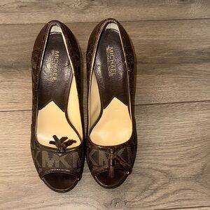 Michael Kors Dark Brown Peep Toe Heels